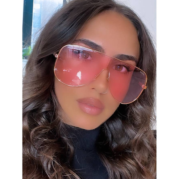 NEW Gucci GG1436S Gold Metal Shield Pink Sunglasses - Picture 1 of 8